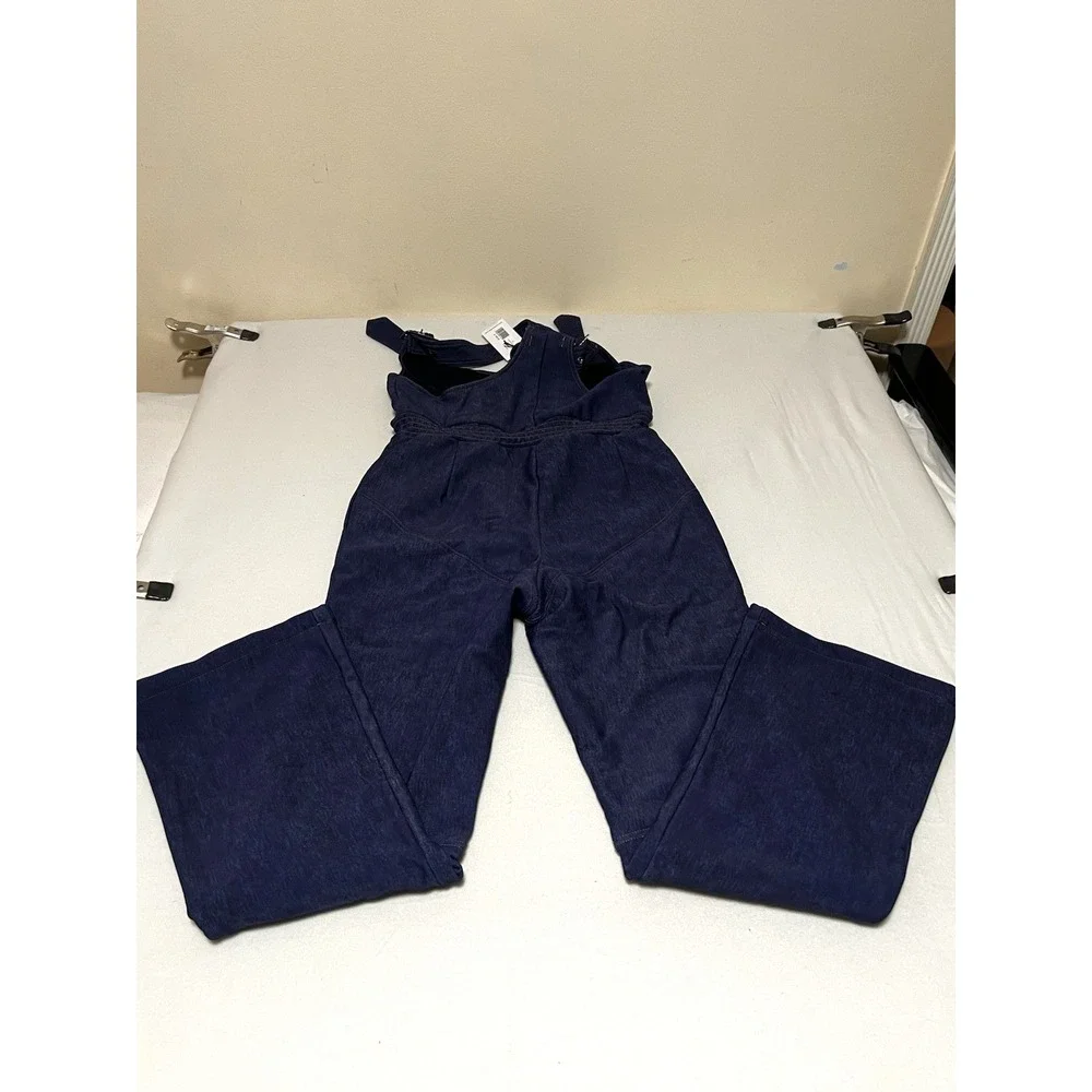 We Wore What Women's Sleeveless‎ Ski Suit Darkwash Denim Texture Size L